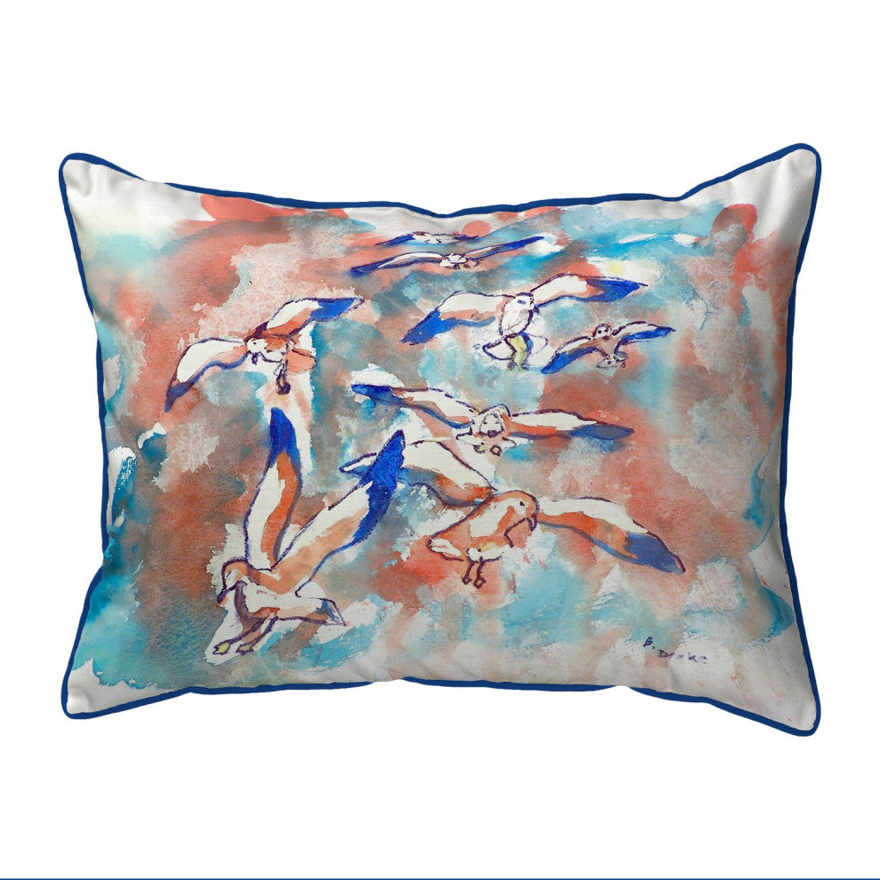 Betsy Drake Gulls Flocking Large Indoor/Outdoor Pillow 16x20