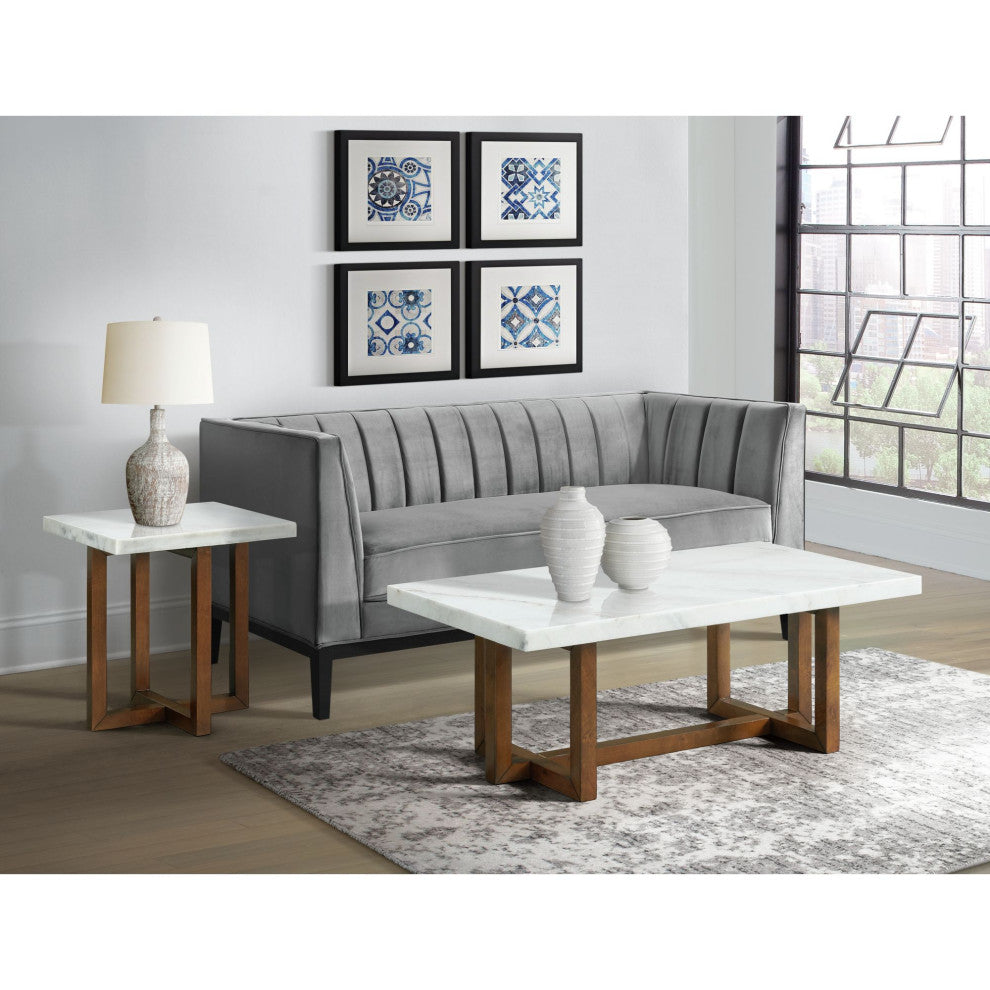 Meyers Marble Rectangular Coffee Table, White