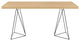 Contemporary Wire Leg Home Office Desk, Oak Top/Black Legs