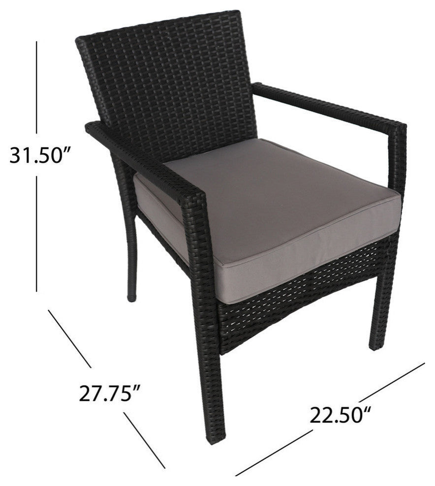 GDF Studio Bryson Outdoor Wicker 4 Seater Chat Set, Gray With Silver Cushions