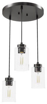 Hartland Noble Bronze With Seeded Glass 3 Light Cluster Ceiling