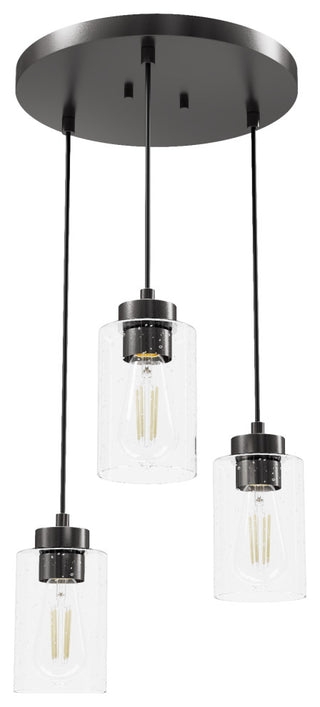 Hartland Noble Bronze With Seeded Glass 3 Light Cluster Ceiling