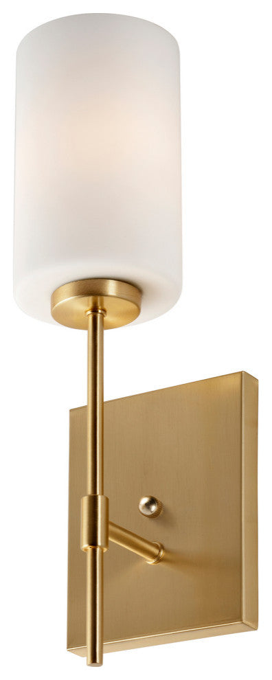 Faye 1-Light Wall Sconce, Soft Gold Steel with Clear Glass, 4.5"x4.5"x15"