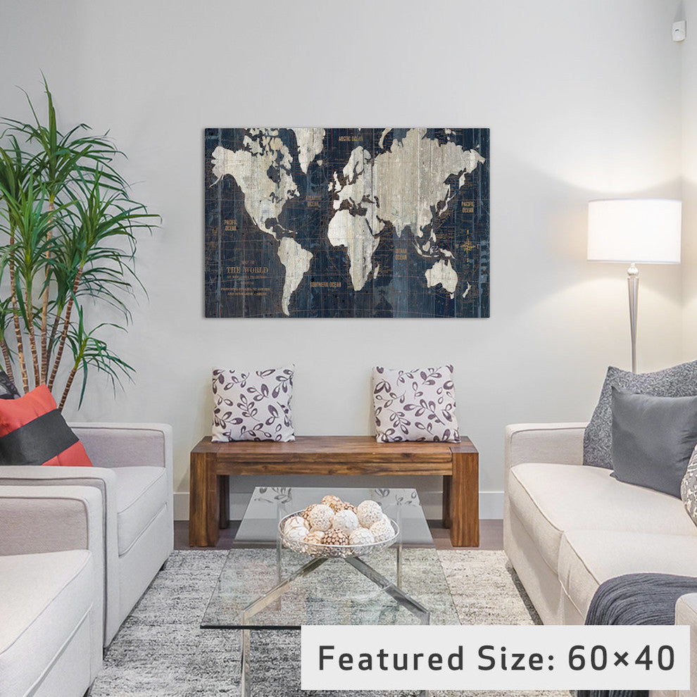 "Old World Map Blue" by Wild Apple Portfolio, 18"x12"