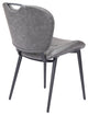 Dining Chair, Set of 2, Faux Vinyl Leather, Steel, Vintage Gray, Black
