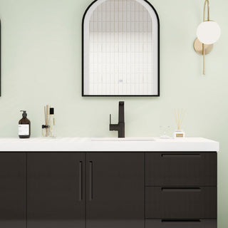 Carla 84" Freestanding Bathroom Vanity With Double Sink, Gloss Black