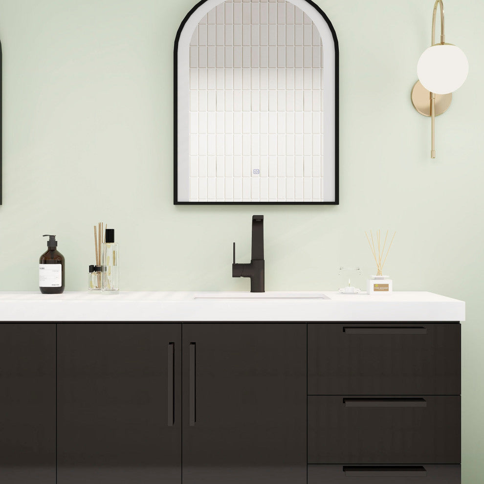 Carla 84" Freestanding Bathroom Vanity With Double Sink, Gloss Black
