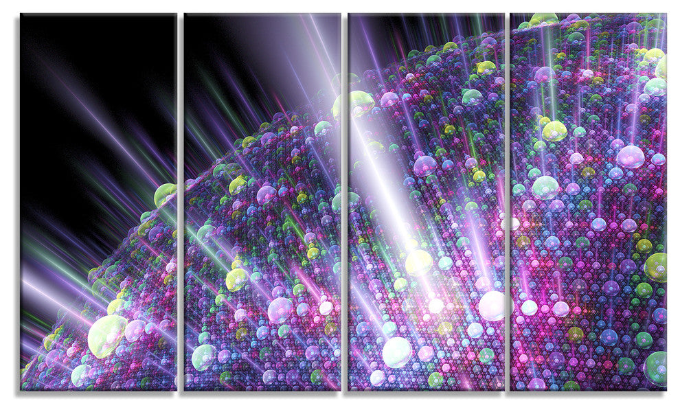 Purple Solar Bubbles Planet, Abstract Canvas Art Print, 48"x28", 4 Panels