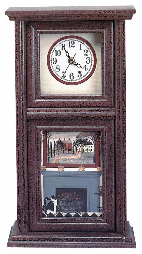 Clocks Burgundy Mission Crackle Wood Clock |