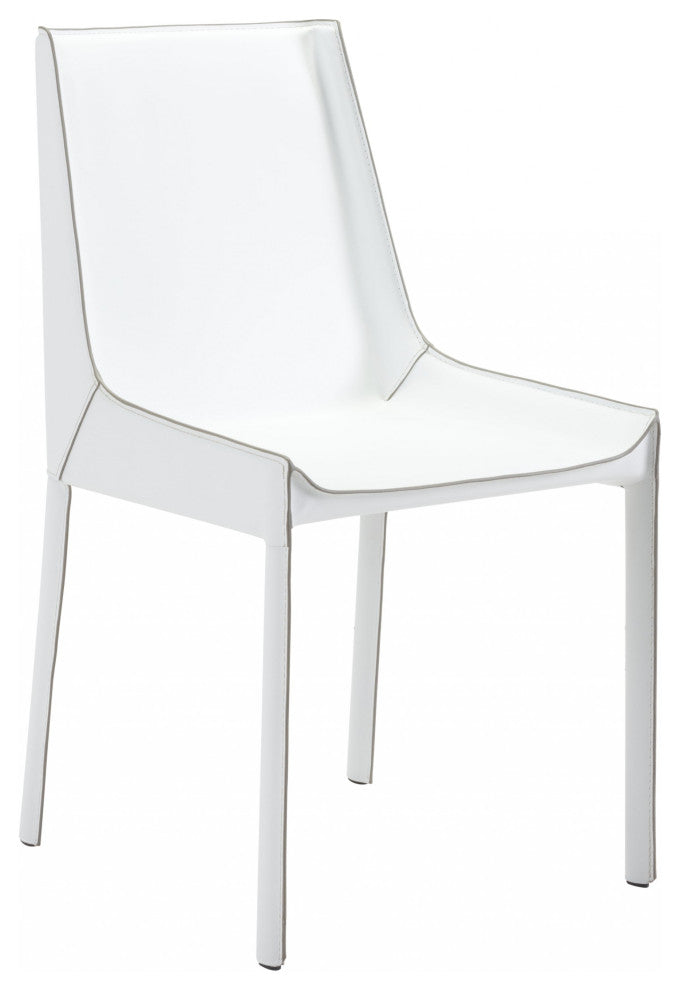 Set of Two White Faux Leather Dining Chairs