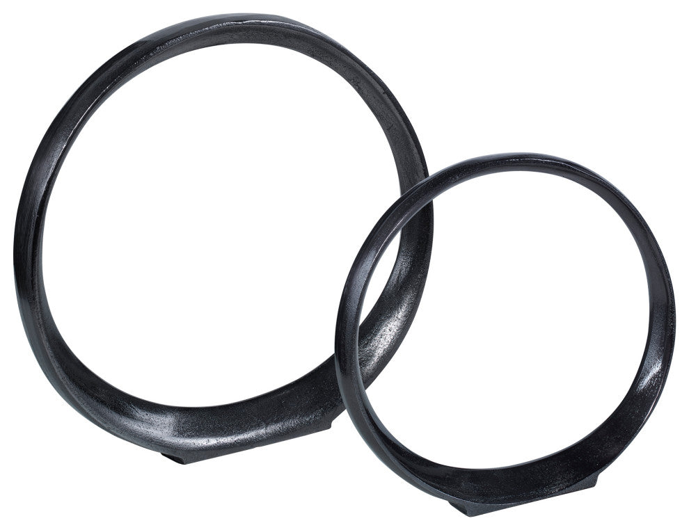 Uttermost Orbits Black Ring Sculptures, 2-Piece Set