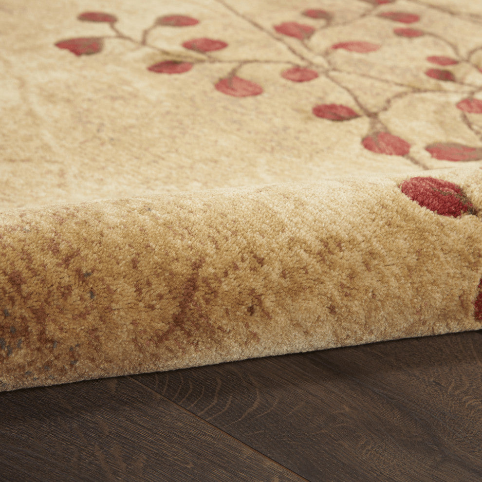 6' Brown Round Floral Power Loom Area Rug