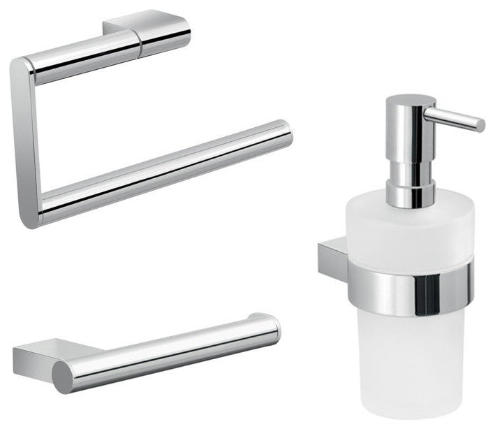 Three Piece Chrome Bathroom Accessory Set