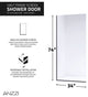 Veil Series 74"x34" Framed Frosted Glass Shower Screen Shower Door, Matte Black