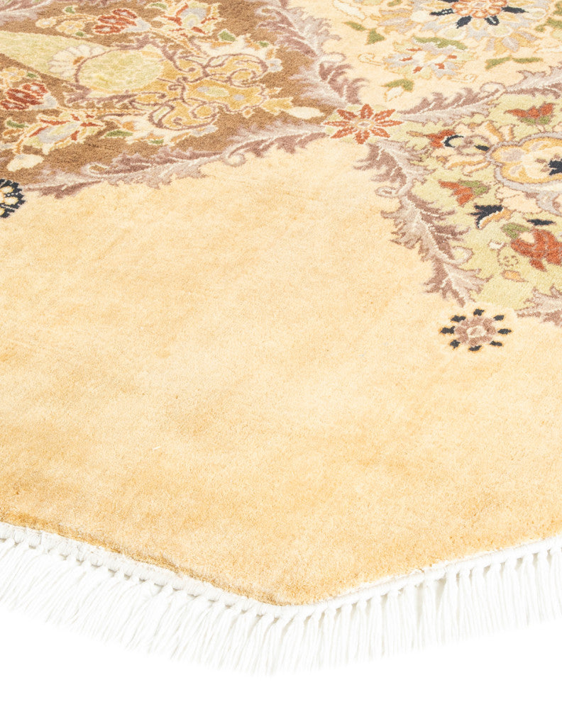 Das Octagon One-of-a-Kind Hand-Knotted Area Rug Yellow, 8'1"x8'1"