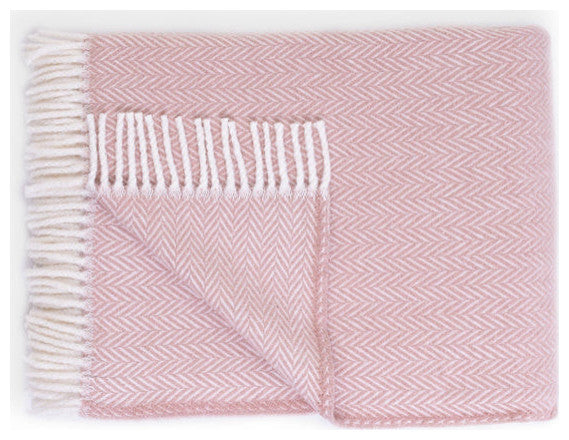 Pink and White Dreamy Soft Herringbone Throw Blanket