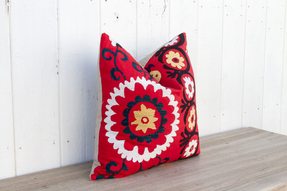 Summer Vintage Floral Suzani Pillow