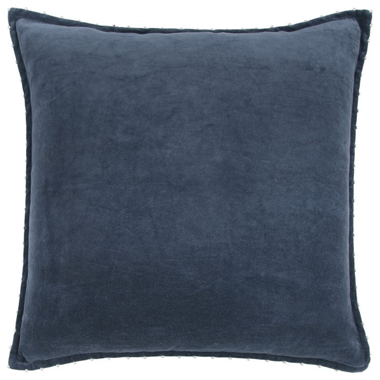 Indigo Solid Pearl Beaded Edge Throw Pillow