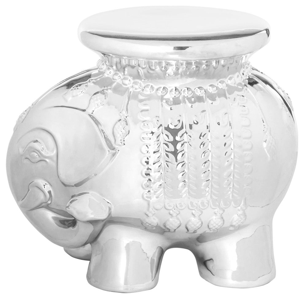 Safavieh Ceramic Elephant Stool, Silver