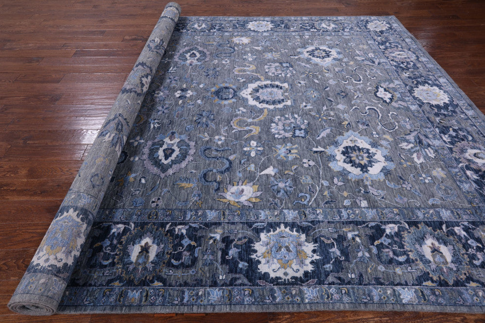 8' 11" X 11' 11" Hand Knotted Persian Wool and Silk Rug Q6956