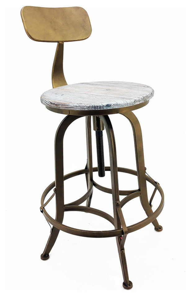 Arthur Retro Steel Rotating Adjustable Height Barstool - Copper