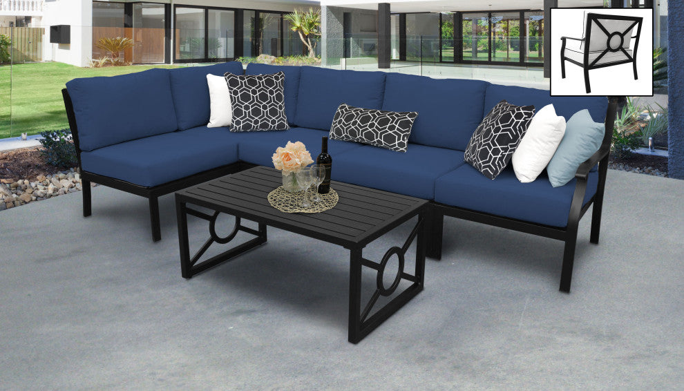 kathy ireland Madison Ave. 6 Piece Aluminum Patio Furniture Set 06q, Midnight