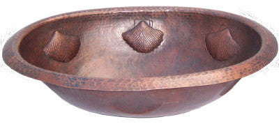 Hammered Oval Oyster Bathroom Copper Sink