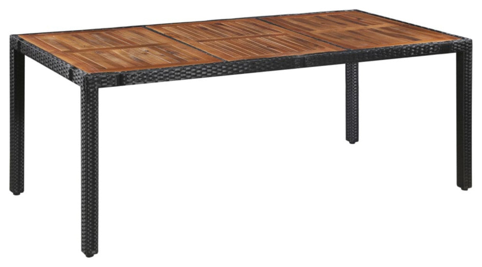 vidaXL 9-Piece Outdoor Dining Set Poly Rattan and Acacia Wood Black