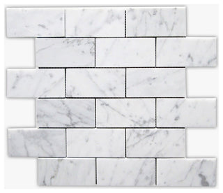 White Carrara Polished 2x4 Brick Marble Mosaic