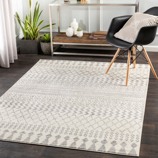 Surya Pisa PSS-2309 7'10"x10' Rug, Medium Gray/Black/Ivory/Light Gray