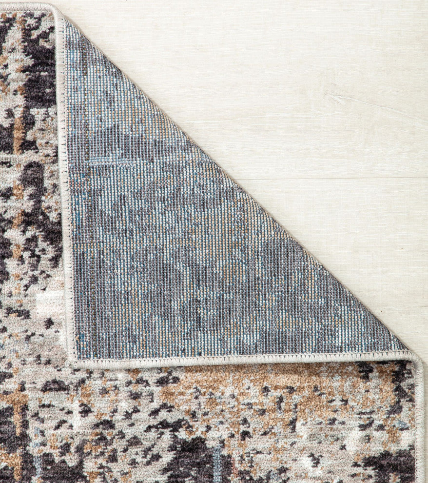Jade Stormy Sky Abstract Contemporary Brown Recycled Area Rug, 5'3" X 7'0"