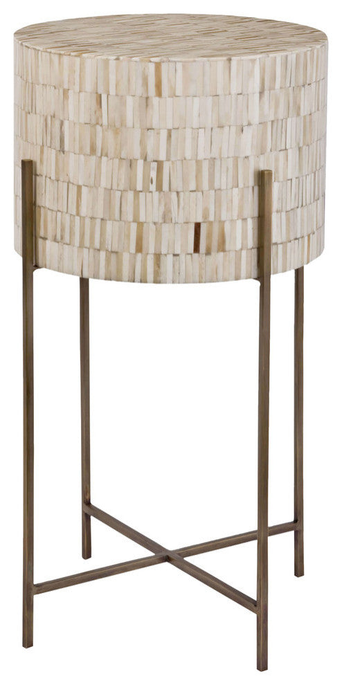 Bone Drum Table, Antique Brass