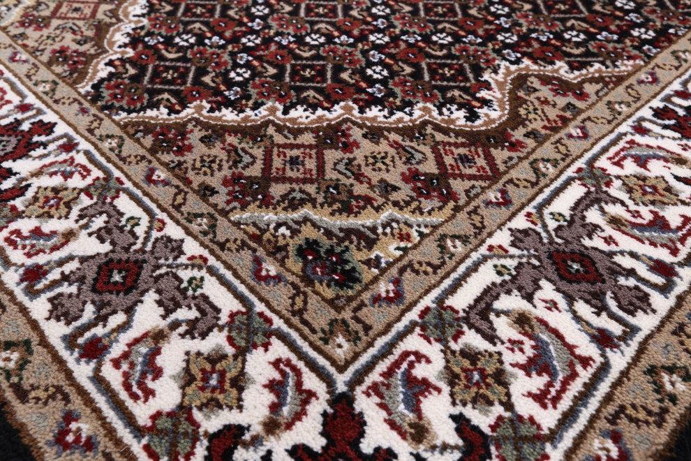 Runner Wool and Silk Persian Tabriz Hand Knotted Rug 2' 6" X 6' 0" Q5985