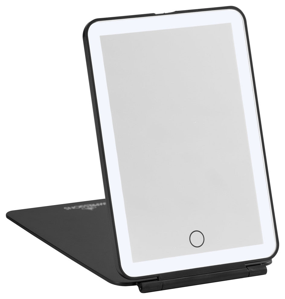 Touch Pad Mini Tri Tone LED Makeup Mirror, Black