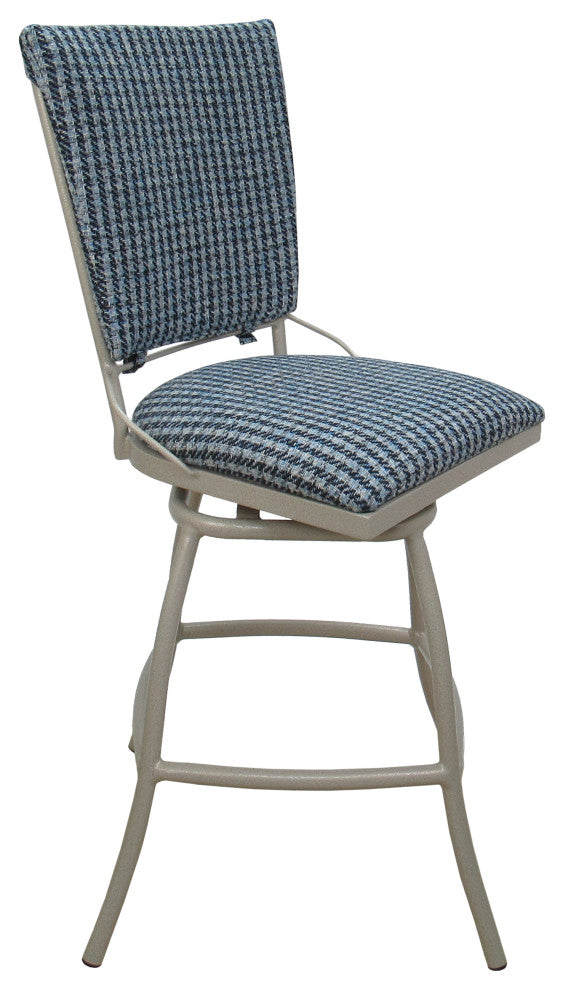 Outdoor/Indoor Bar Stool - Jenna with Back Pad, Coco Indigo Blue, Beige, 30"