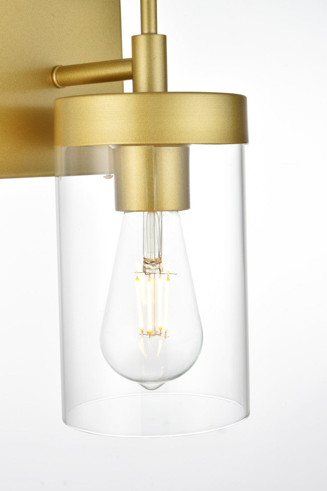 1 Light Brass And Clear Bath Sconce