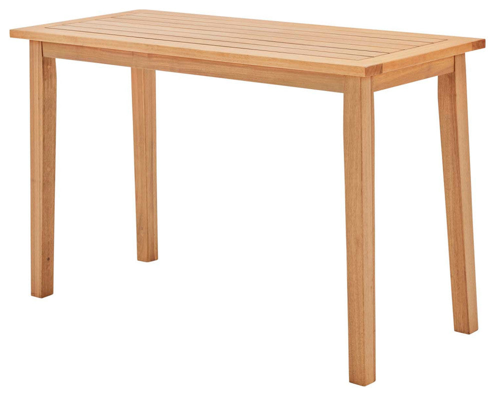 Bar Side Table, Rectangular, Wood, Brown Natural, Modern, Outdoor Patio Cafe