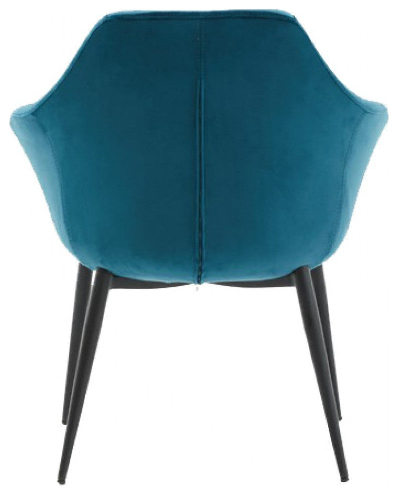 Teal and Black Velvet Dining or Side Chair