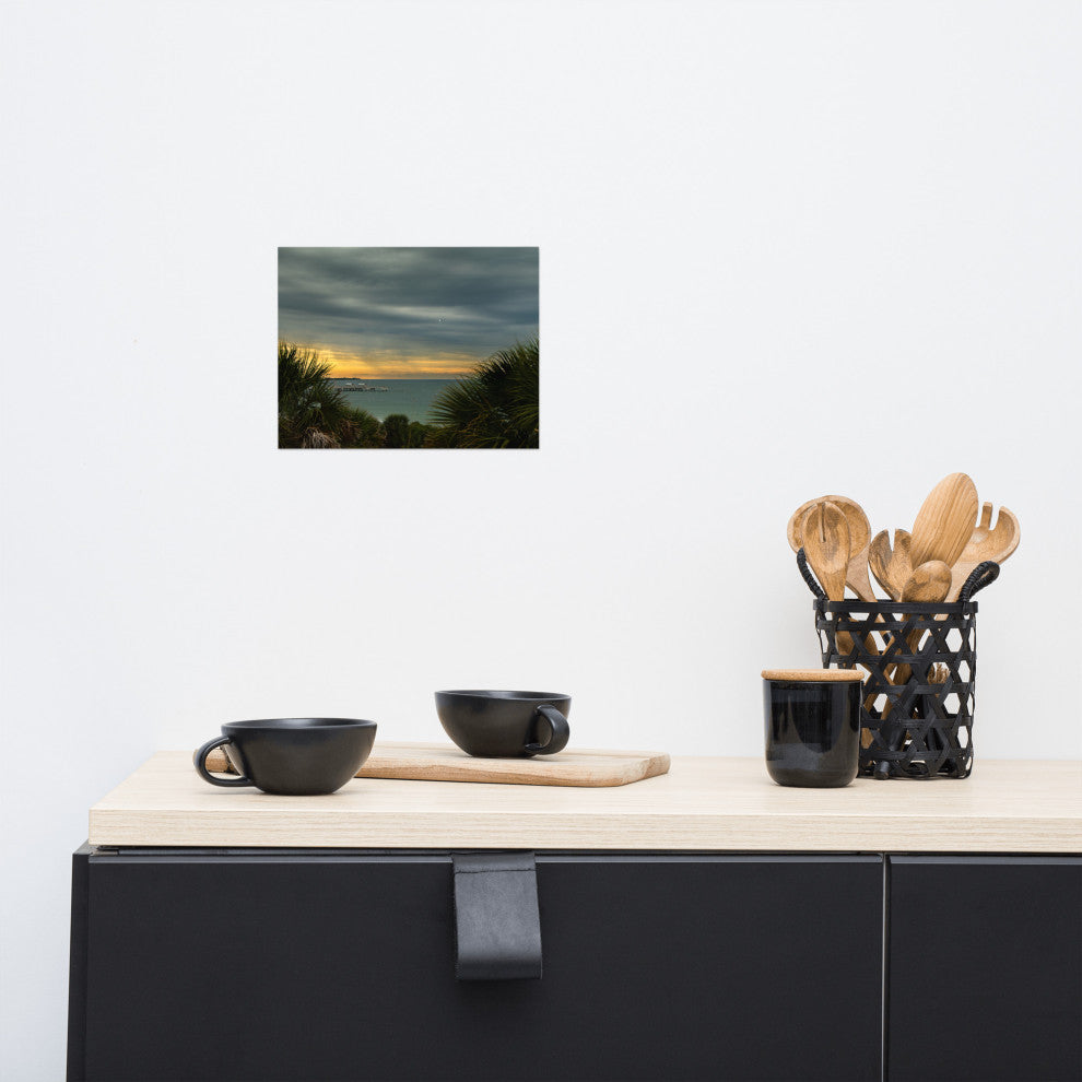 Cloudy Rainy Sunset De Soto Beach Unframed Landscape Photo Wall Art Print, 8" X 10"