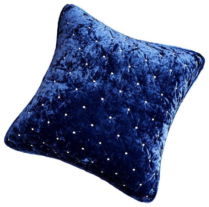 Velvet Dreams Dark Blue Plush Diamond Tufted Bedspread, 26x26