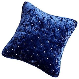 Velvet Dreams Dark Blue Plush Diamond Tufted Bedspread, 26x26