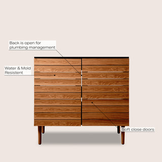 36" Modern 2-Shelf Bath Vanity Cabinet Only (Sink Basin not Included), Walnut