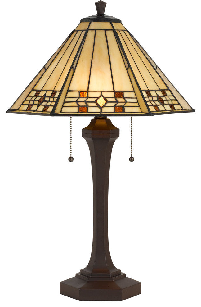 60W Tiffany Table Lamp, Matte Black Finish
