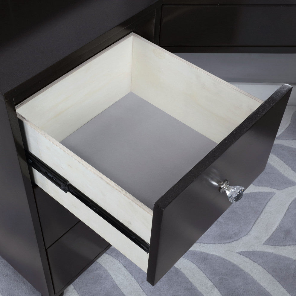 Transitional Vanity Set, Unique Mirrored Design With Camelback Mirror, Gray