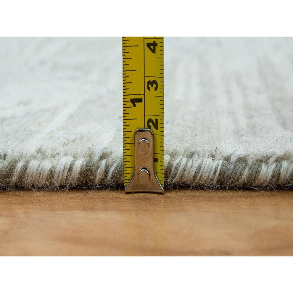 Gray Modern Design Hand Spun Undyed Natural Wool Hand Knotted Rug 2'7"x22'