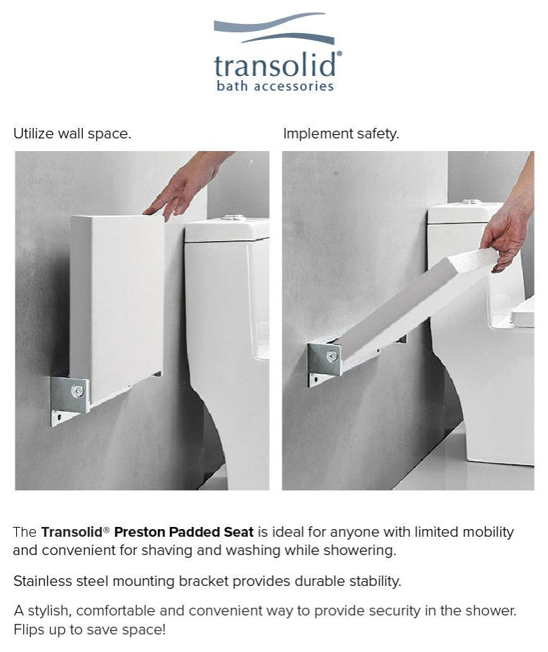 Transolid PPS1414UP-01PC Preston 14x14  FlipUp Seat, White/Polished Chrome
