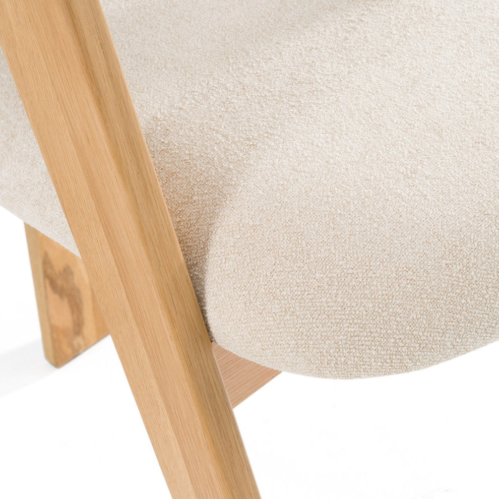 Modrest Washington Modern Beige Fabric + White Oak Dining Chair, Set of 2