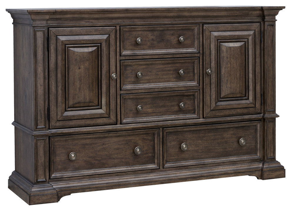 Woodbury 5-Drawer Dresser With Cabinets in Cowboy Boots Brown