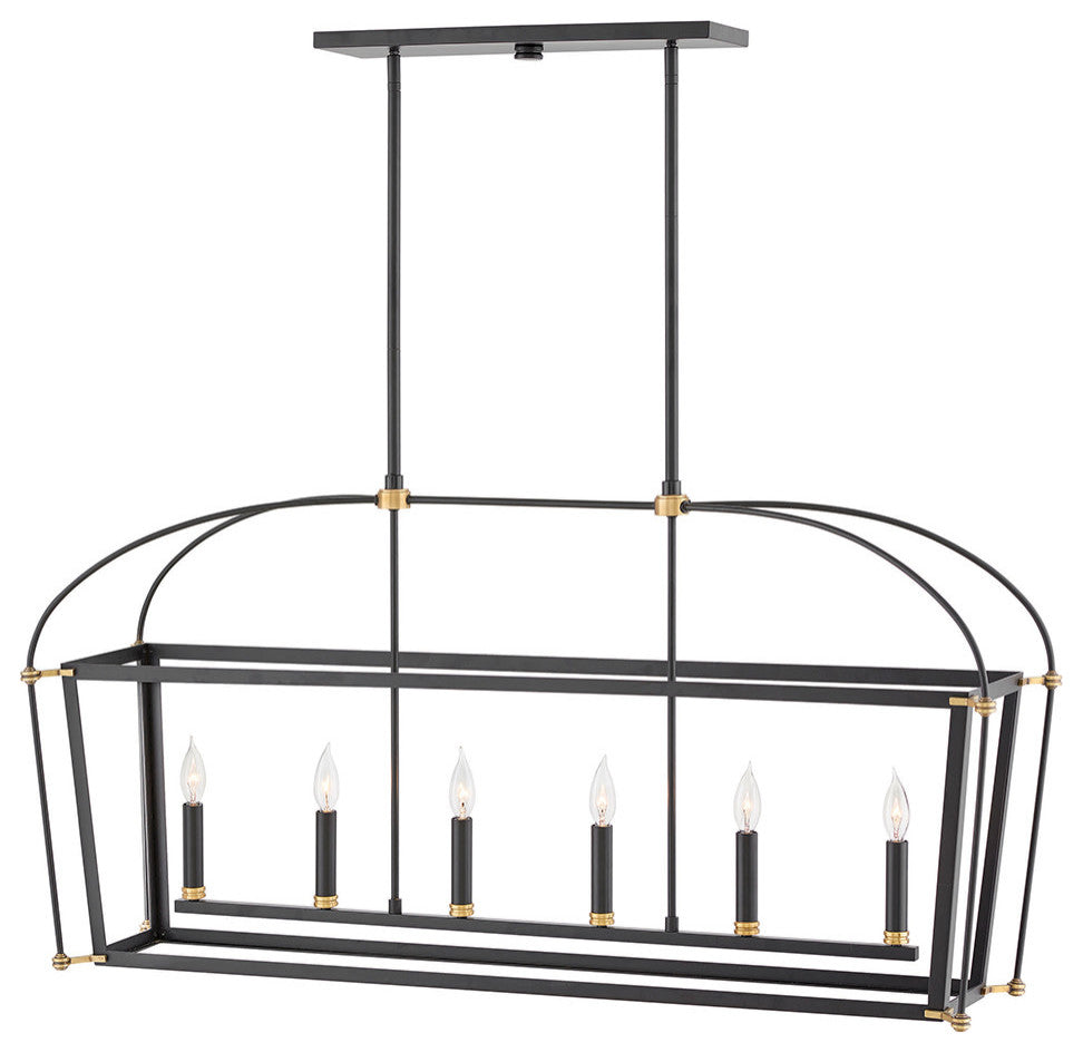 Hinkley Lighting 4054 Selby 6 Light 48"W Taper Candle Linear - Black