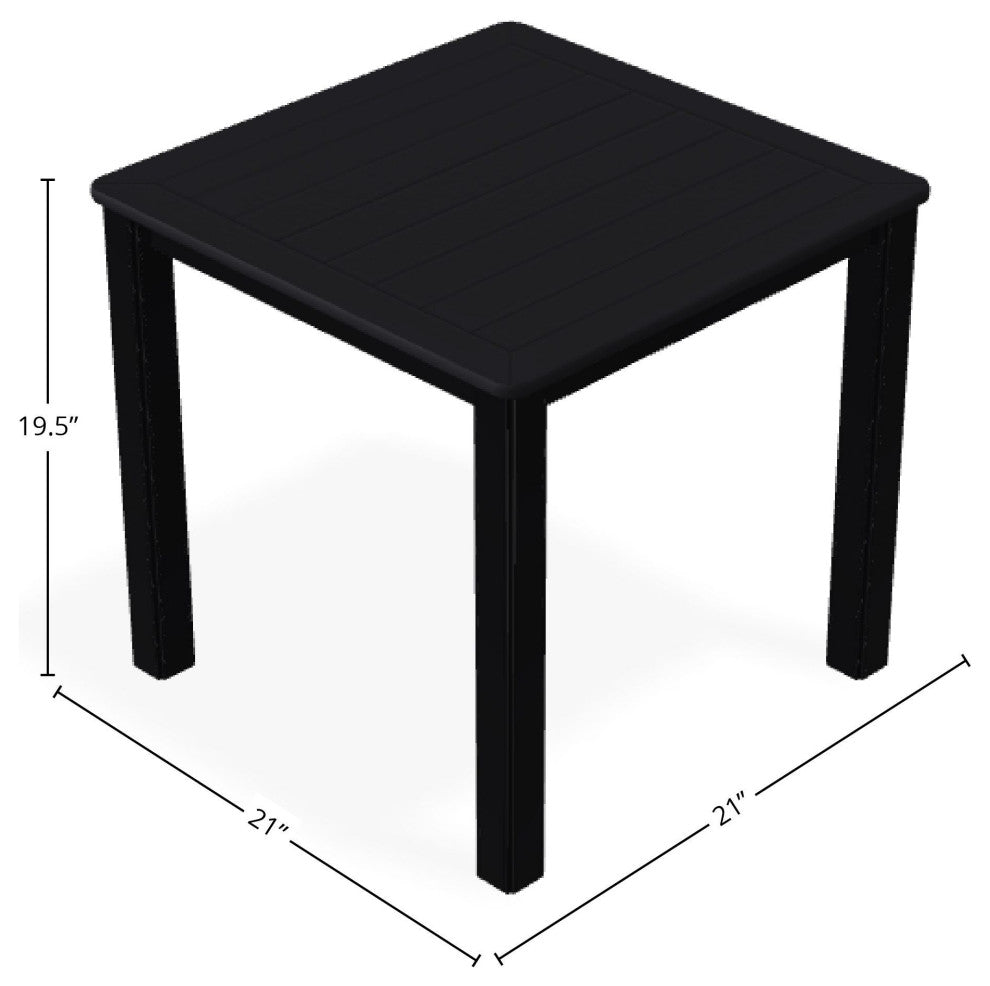 21" Square Marine Grade Outdoor End Table, Black